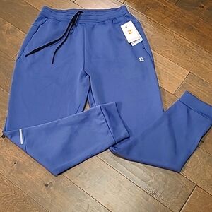 Mens Medium Zelos Powder Blue Reflective Joggers Sweatpants Zipper Quick Dry NWT